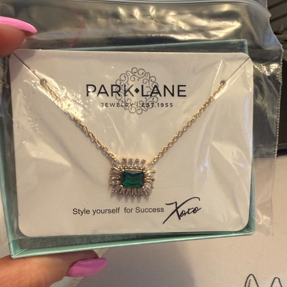 Park Lane Gold Necklace with Emerald Accent